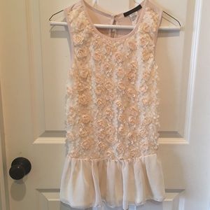 Drop waist tank with floral appliqué